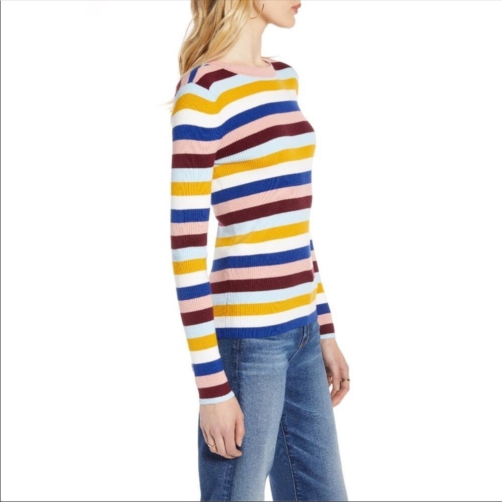 Halogen Striped Ribbed Knit Sweater L